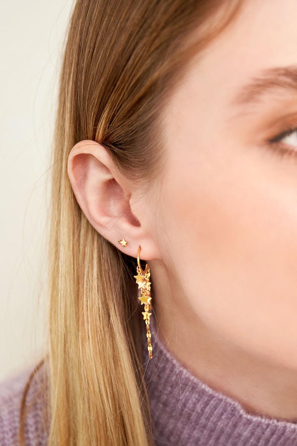 Ohrringe Stern Goldfarbe Edelstahl h5Bild2